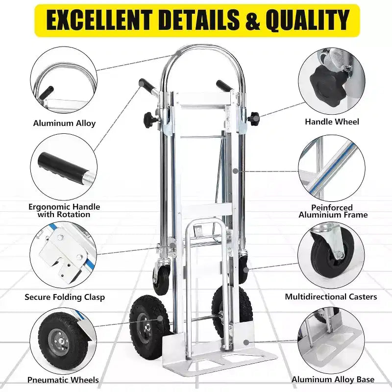 Convertible Hand Truck and Platform Cart, 700 lbs Capacity