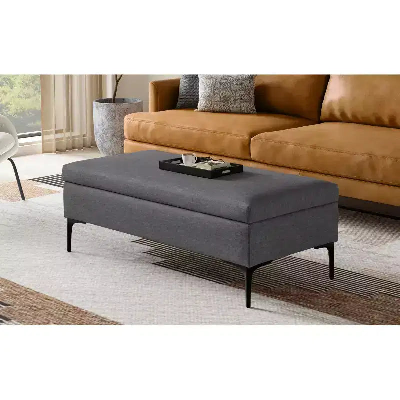 48 inch Wide Rectangle Large Coffee Table Storage Ottoman with Lift-Up Lid