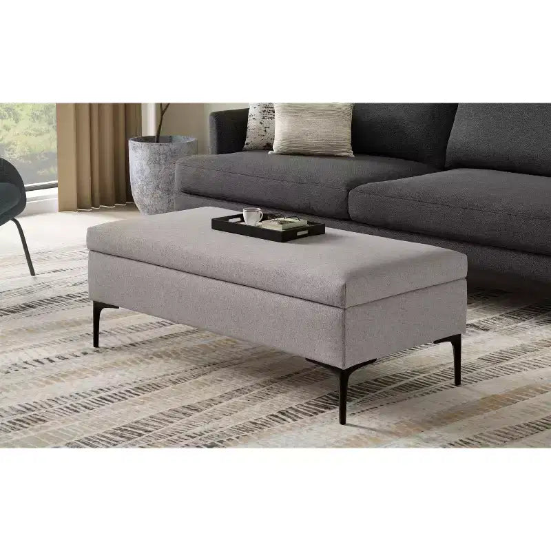 48 inch Wide Rectangle Large Coffee Table Storage Ottoman with Lift-Up Lid