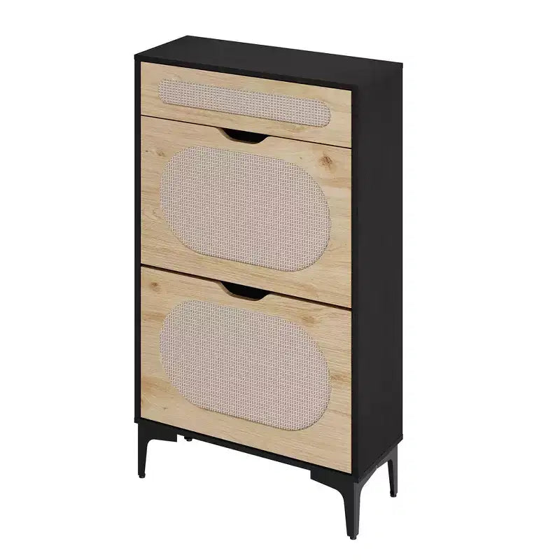 Shoe Cabinet with 3 Flip-Out Drawers and Adjustable Shelves, Narrow Free-Standing Storage for Entryway