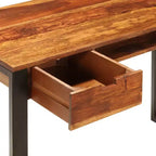 Scrivania in legno massello di acacia e acciaio 110x55x78 cm