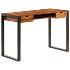 Scrivania in legno massello di acacia e acciaio 110x55x78 cm