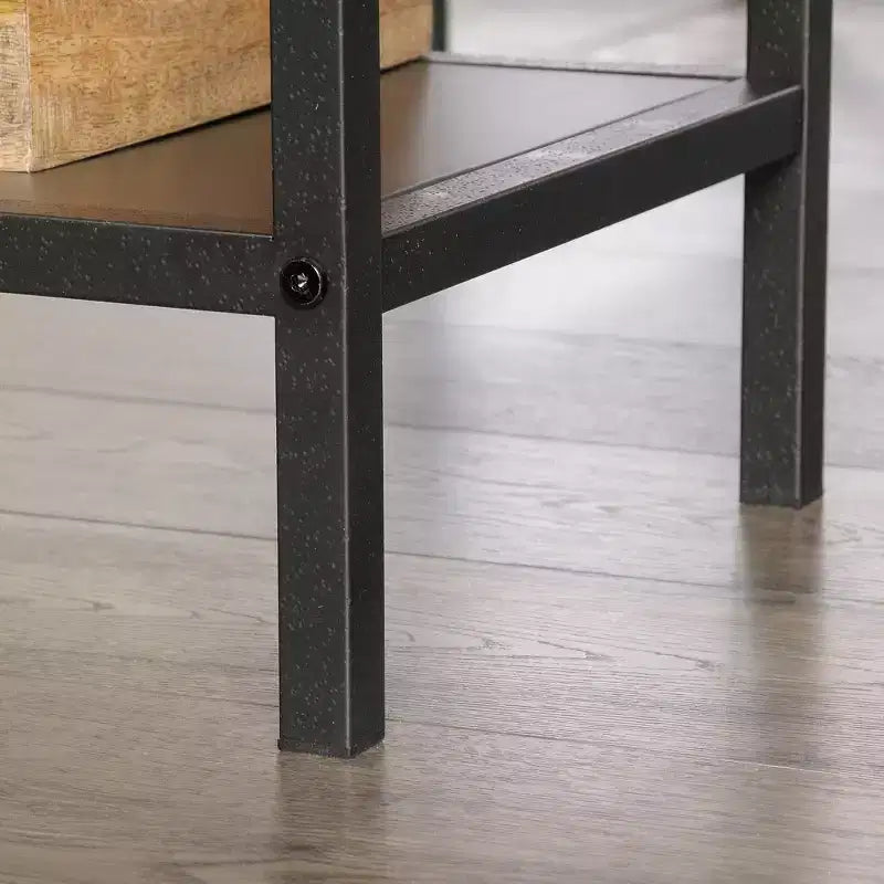 Industrial L-Shaped Desk with 2 Drawers and Shelves