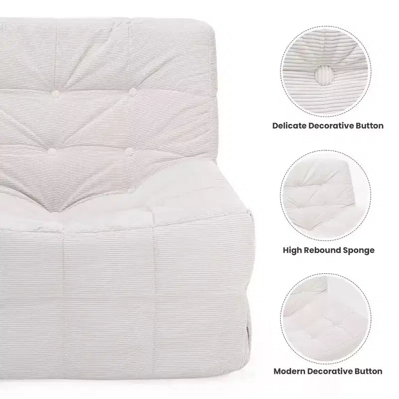 Giant Bean Bag Chair with Ottoman – Memory Foam Floor Lounge Chair for Living Room, Beige