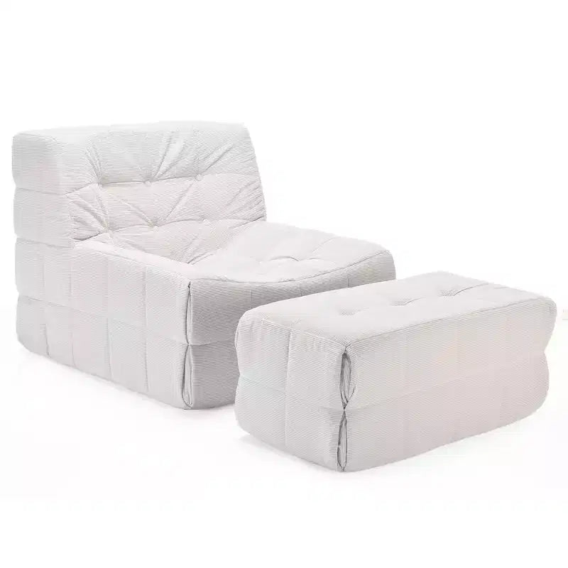 Giant Bean Bag Chair with Ottoman – Memory Foam Floor Lounge Chair for Living Room, Beige