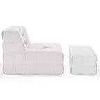 Poltrona a sacco gigante con pouf – Sedia lounge da pavimento in memory foam per soggiorno, beige