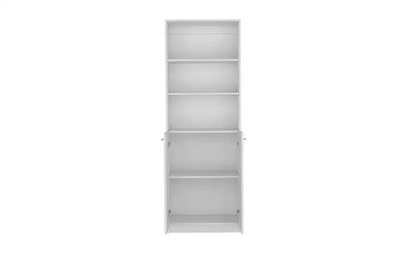 3-Tier Bookshelf with 2 Doors – Open & Closed Storage, Vertical Bookcase