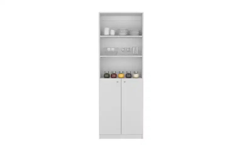 3-Tier Bookshelf with 2 Doors – Open & Closed Storage, Vertical Bookcase