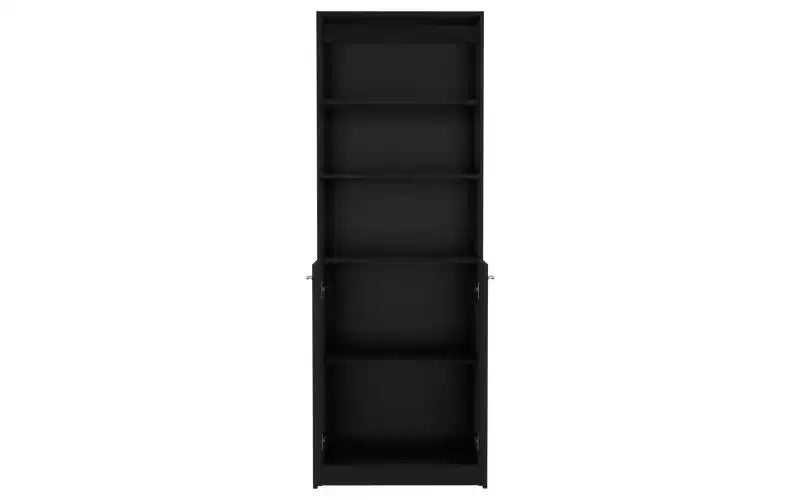 3-Tier Bookshelf with 2 Doors – Open & Closed Storage, Vertical Bookcase
