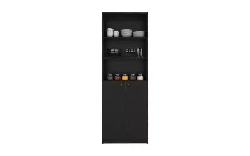 3-Tier Bookshelf with 2 Doors – Open & Closed Storage, Vertical Bookcase