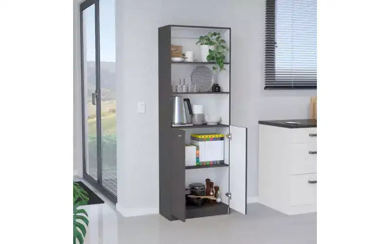 3-Tier Bookshelf with 2 Doors – Open & Closed Storage, Vertical Bookcase