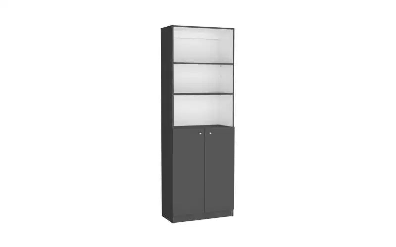 3-Tier Bookshelf with 2 Doors – Open & Closed Storage, Vertical Bookcase
