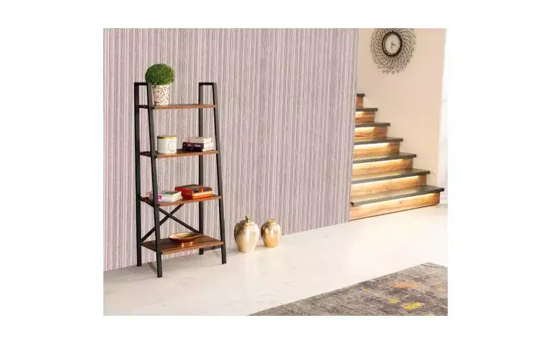 4-Tier Ladder Bookshelf with Metal Frame