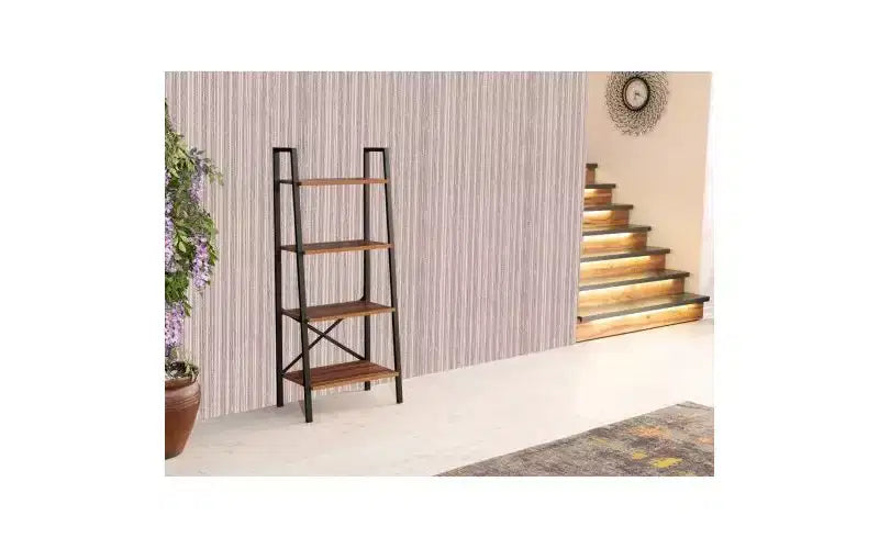 4-Tier Ladder Bookshelf with Metal Frame