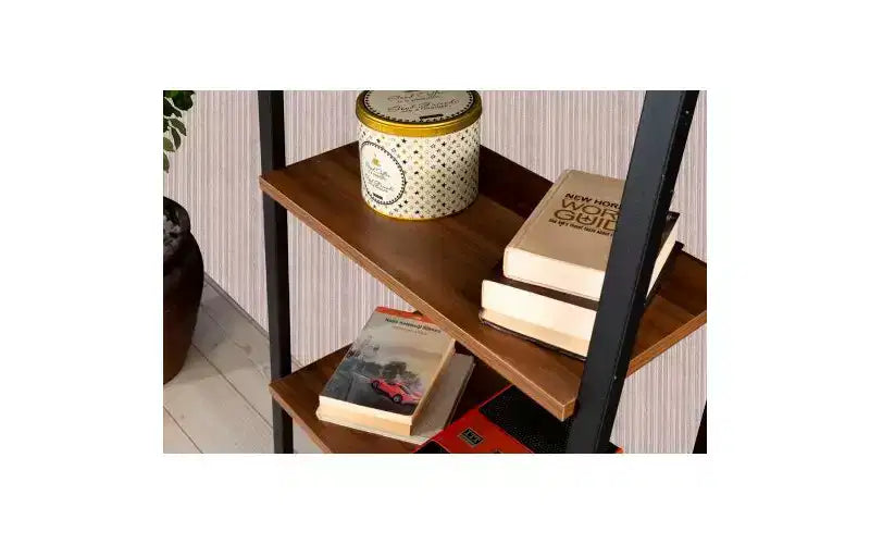4-Tier Ladder Bookshelf with Metal Frame