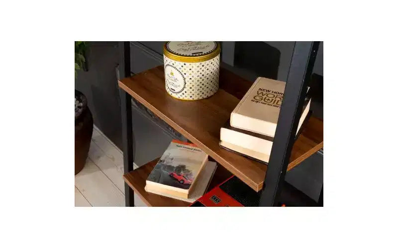 4-Tier Ladder Bookshelf with Metal Frame