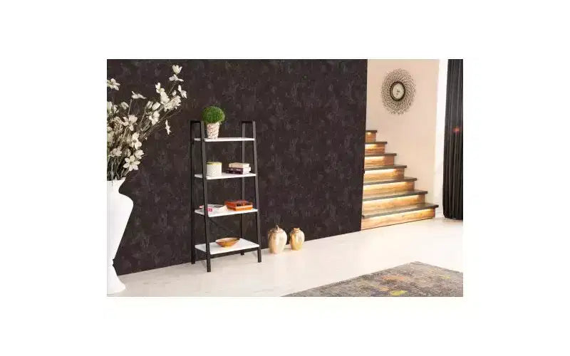 4-Tier Ladder Bookshelf with Metal Frame