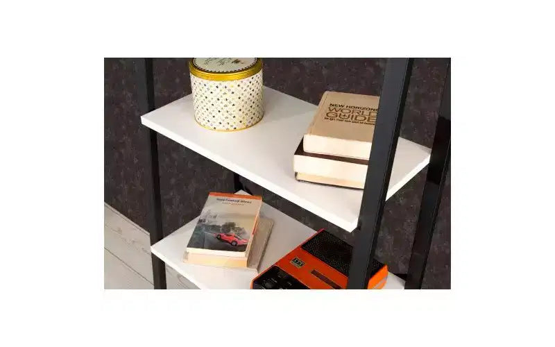4-Tier Ladder Bookshelf with Metal Frame