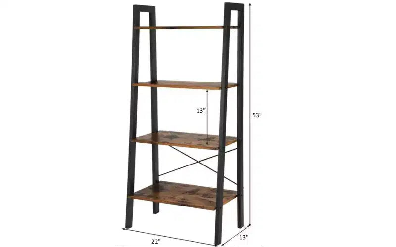 4-Tier Ladder Bookshelf with Metal Frame