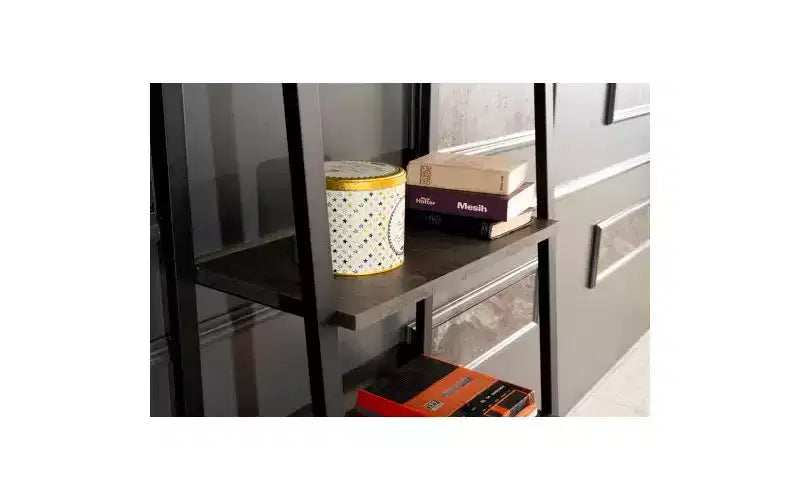 4-Tier Ladder Bookshelf with Metal Frame